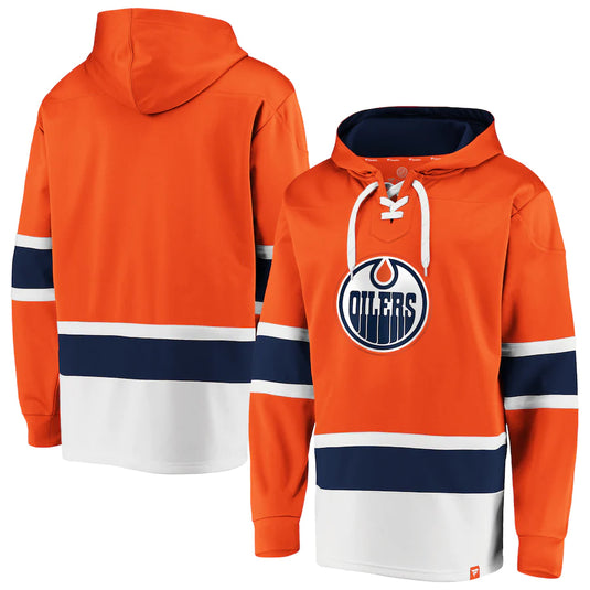 Edmonton Oilers NHL Dasher Iconic Power Play Lace-Up Hoodie