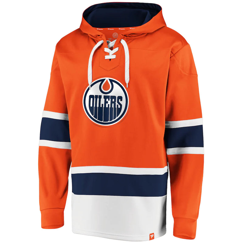 Chargez l&#39;image dans la visionneuse de la galerie, Sweat à capuche à lacets emblématique Power Play NHL Dasher des Oilers d&#39;Edmonton
