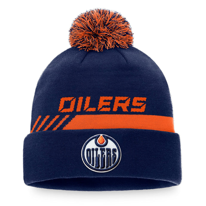 Tuque en tricot à revers pour vestiaire des Oilers d'Edmonton de la LNH
