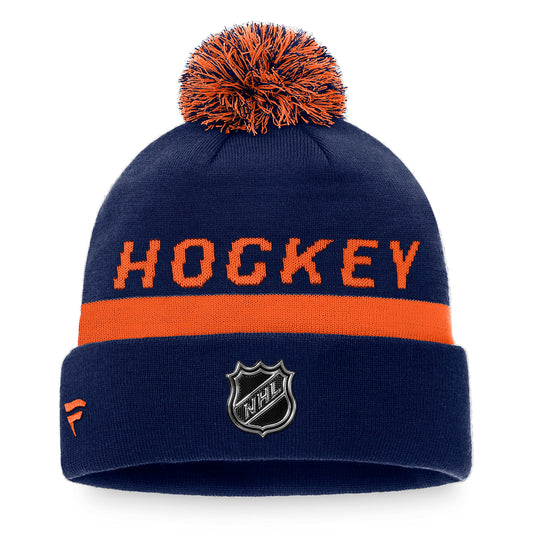 Tuque en tricot à revers pour vestiaire des Oilers d'Edmonton de la LNH