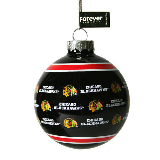 Chicago Blackhawks Printed Glass Ball Ornament