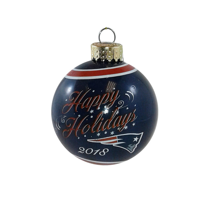 New England Patriots NFL Happy Holidays Glass Ball Ornament