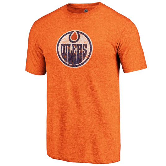 T-shirt tri-mélange primaire vintage vieilli des Oilers d'Edmonton de la LNH