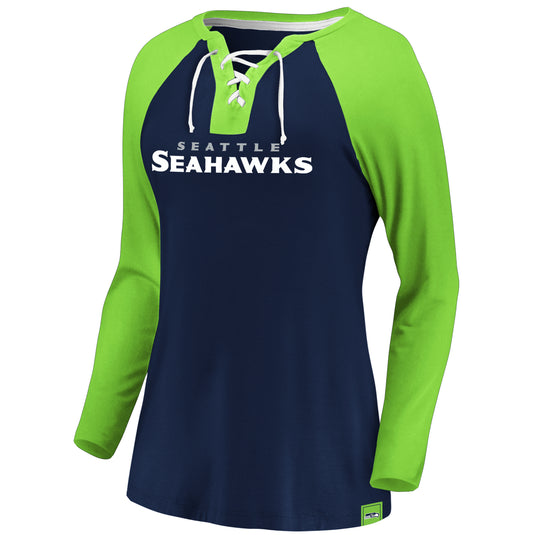 Ladies' Seattle Seahawks NFL Fanatics Break Out Play Lace-Up Long Sleeve