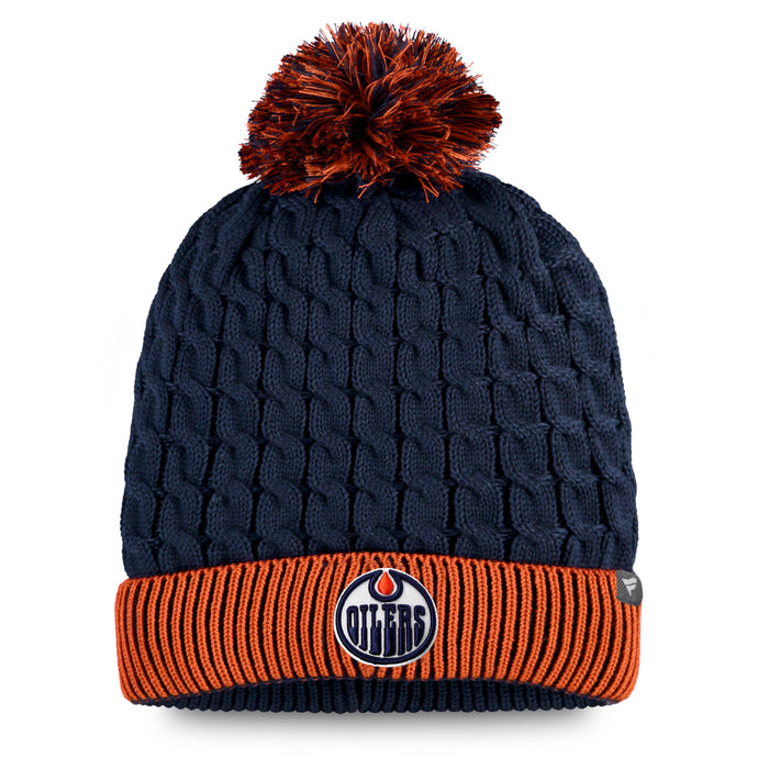 Ladies' Edmonton Oilers NHL Iconic Pom Pom Beanie