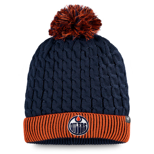 Bonnet à pompon emblématique de la LNH des Oilers d'Edmonton pour femmes
