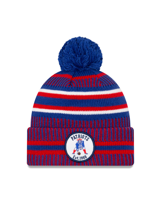 New England Patriots NFL New Era Sideline Home Tuque en tricot à revers avec logo Alt officiel