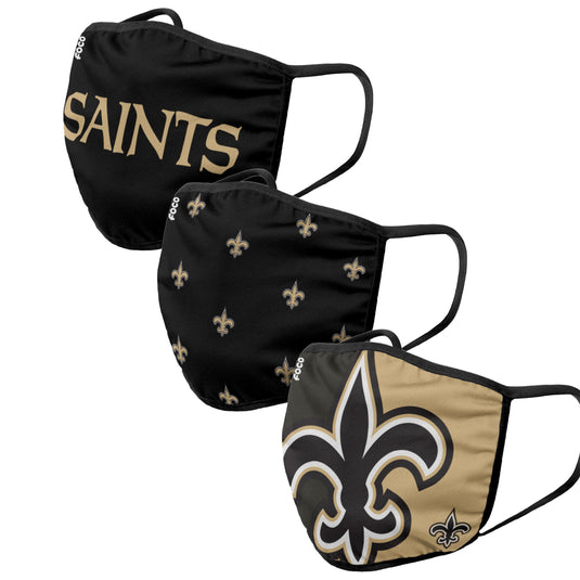Pack de 3 couvre-visages réutilisables unisexe New Orleans Saints NFL