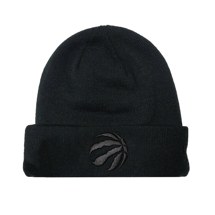 Toronto Raptors NBA Black-On-Black Logo Beanie