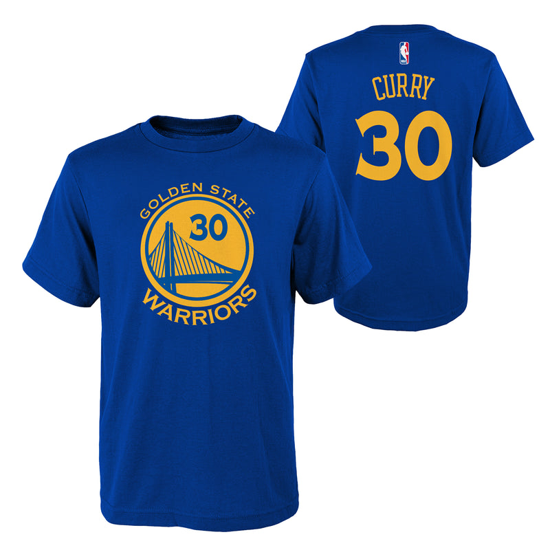 Chargez l&#39;image dans la visionneuse de la galerie, T-shirt avec nom et numéro de réplique plate de la NBA des Golden State Warriors de Stephen Curry pour jeunes
