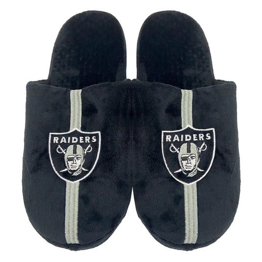 Pantoufles à logo à rayures NFL Las Vegas Raiders