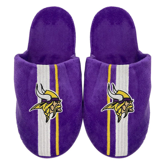 Pantoufles avec logo à rayures NFL des Vikings du Minnesota