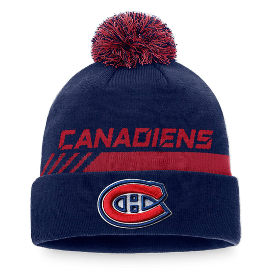 Tuque en tricot à revers de vestiaire de la LNH des Canadiens de Montréal