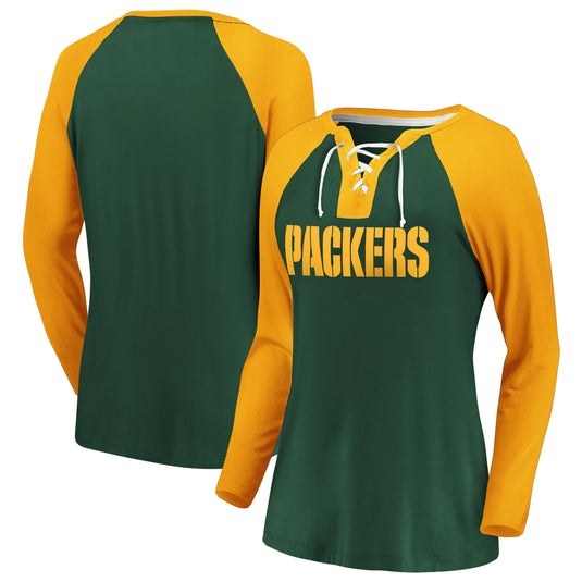 Ladies' Green Bay Packers NFL Fanatics Break Out Play Lace-Up Long Sleeve