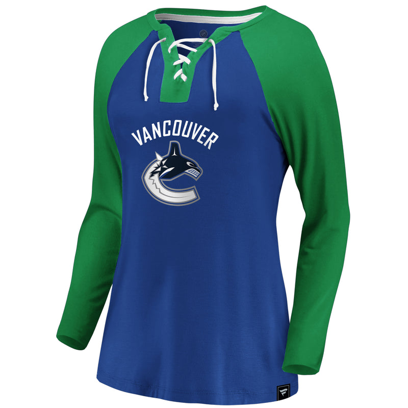 Load image into Gallery viewer, Ladies&#39; Vancouver Canucks NHL Iconic Break Out Lacing Long Sleeve
