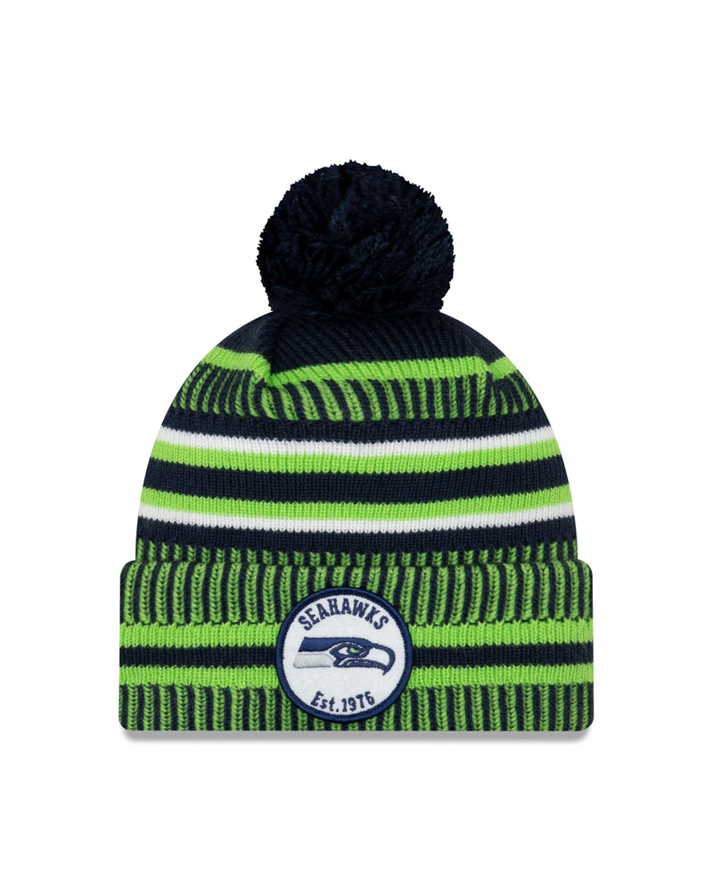 Chargez l&#39;image dans la visionneuse de la galerie, Seattle Seahawks NFL New Era Sideline Home Tuque officielle en tricot à revers
