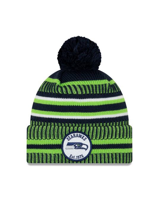 Seattle Seahawks NFL New Era Sideline Home Tuque officielle en tricot à revers