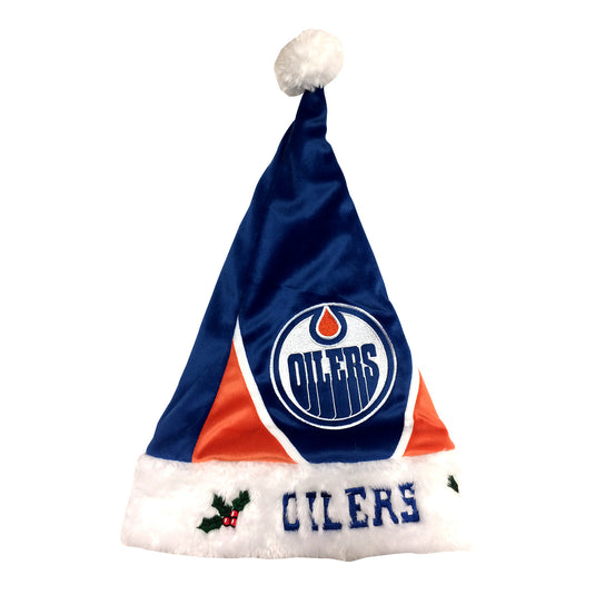 Chapeau de Père Noël en peluche des Oilers d'Edmonton