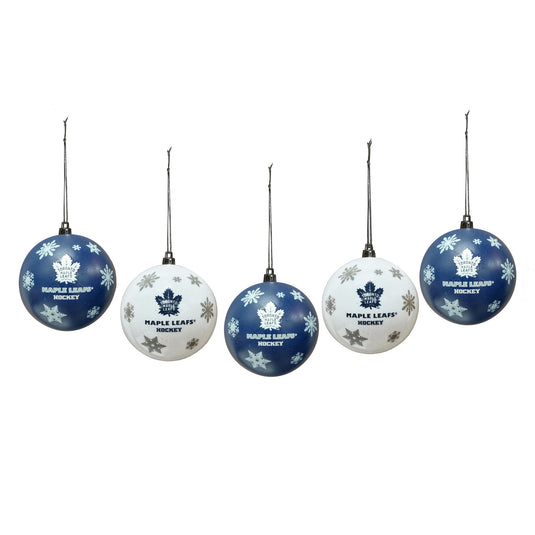 Toronto Maple Leafs Snowflake 5-Pack Shatterproof Ball Set