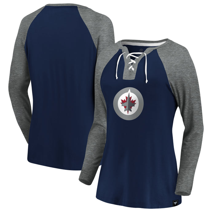 Manches longues à lacets emblématiques Break Out de la LNH des Jets de Winnipeg pour femmes