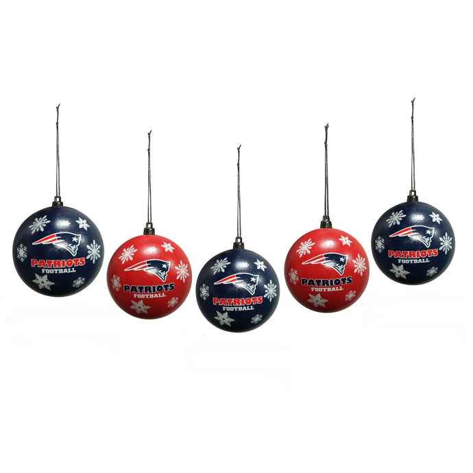 New England Patriots Snowflake 5-pack Shatterproof Ball Ornament Set