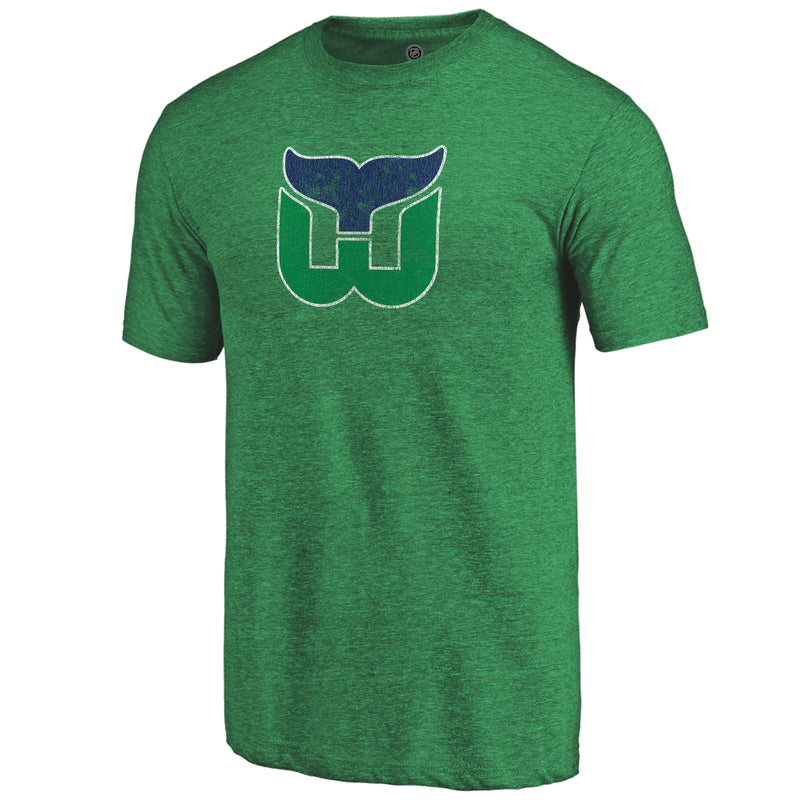 Chargez l&#39;image dans la visionneuse de la galerie, T-shirt à trois mélanges primaire vintage en détresse de la LNH des Hartford Whalers
