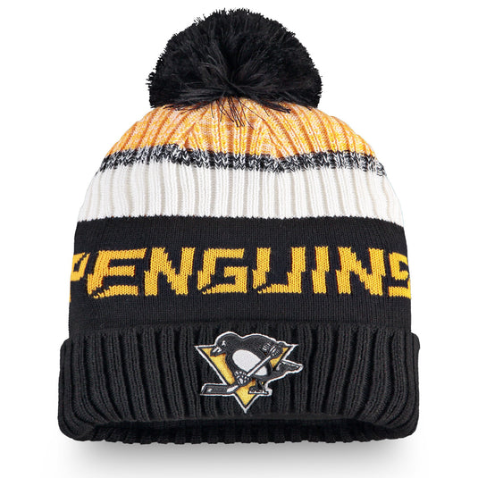 Tuque à pompon en tricot à revers authentique Pro Rinkside des Penguins de Pittsburgh pour jeunes de la LNH