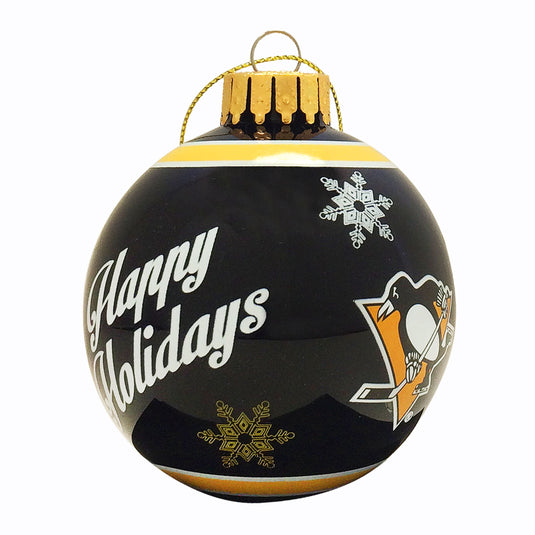 Pittsburgh Penguins Printed Glass Ball Ornament