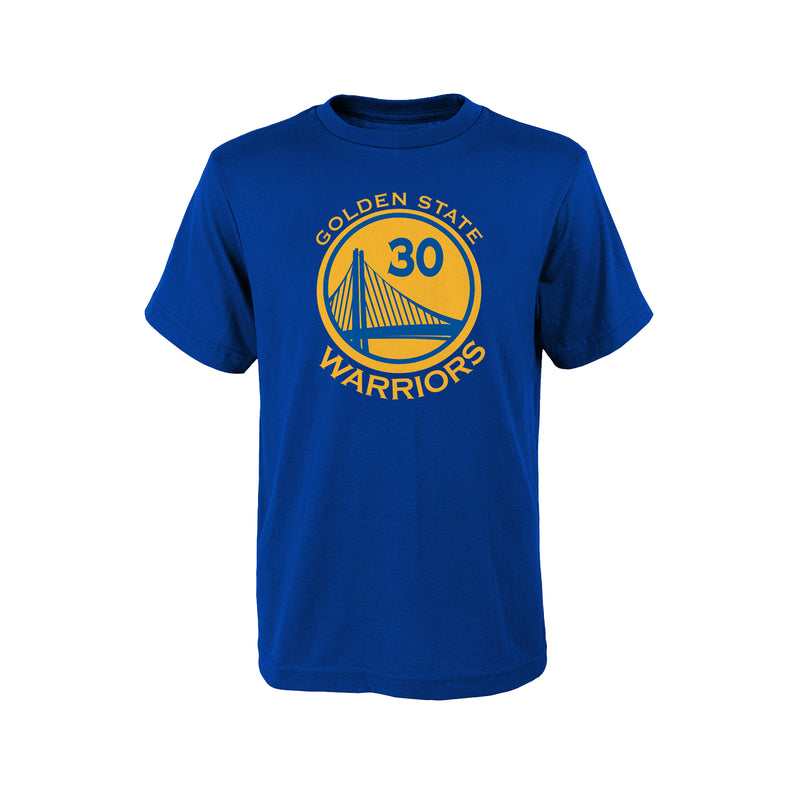 Chargez l&#39;image dans la visionneuse de la galerie, T-shirt avec nom et numéro de réplique plate de la NBA des Golden State Warriors de Stephen Curry pour jeunes
