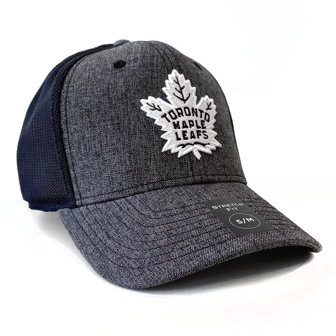 Casquette NHL Heathered Poly Flex ton sur ton bleu marine des Maple Leafs de Toronto