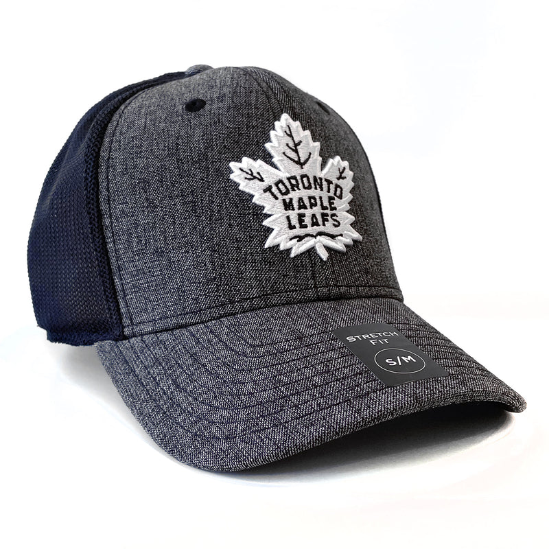 Chargez l&#39;image dans la visionneuse de la galerie, Casquette NHL Heathered Poly Flex ton sur ton bleu marine des Maple Leafs de Toronto
