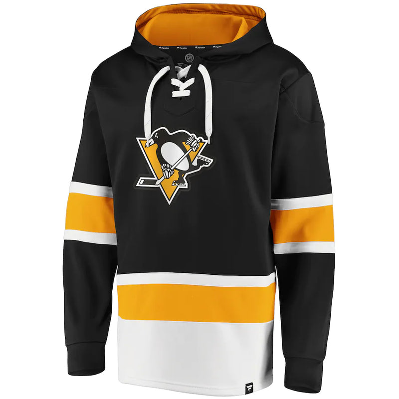 Chargez l&#39;image dans la visionneuse de la galerie, Sweat à capuche à lacets emblématique Power Play NHL Dasher des Penguins de Pittsburgh

