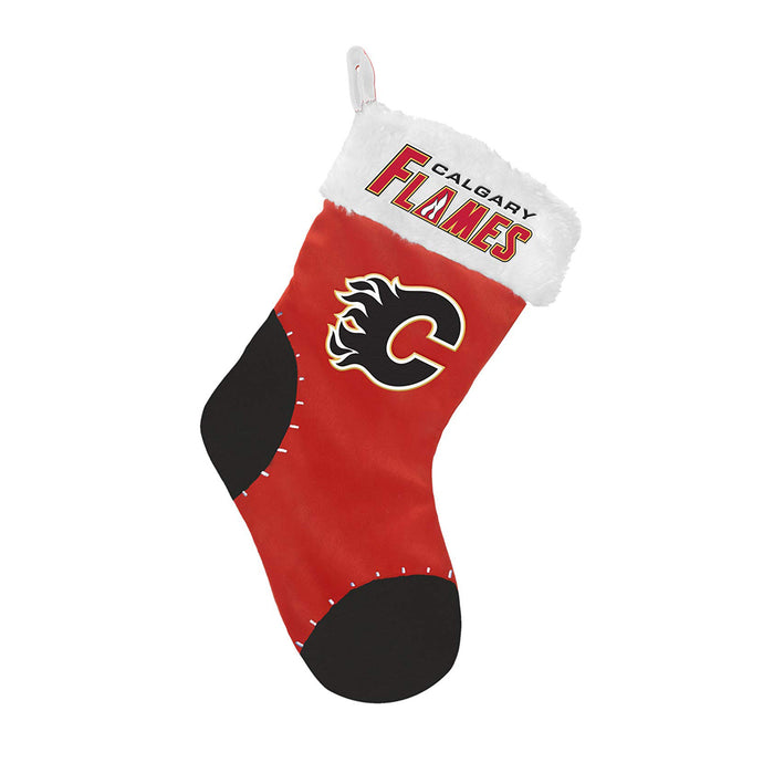 Bas de Noël en peluche cousu de la LNH des Flames de Calgary