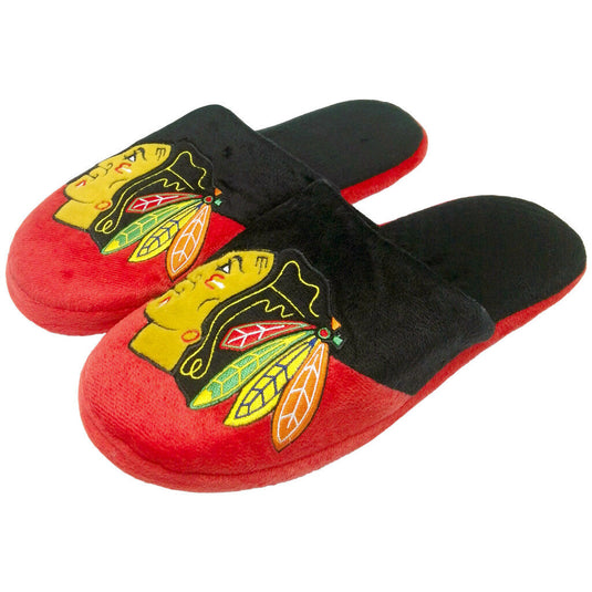 Pantoufles à gros logo de la LNH des Blackhawks de Chicago