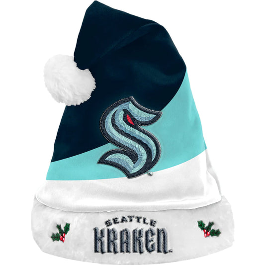 Seattle Kraken NHL 3-Tone Plush Santa Hat