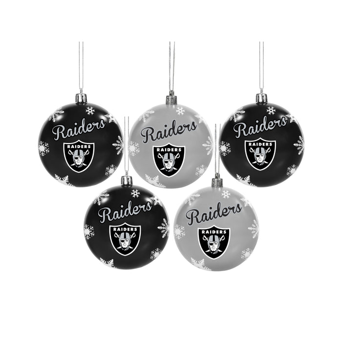 Las Vegas Raiders NFL 5 Pack Snowflake Shatterproof Ornaments