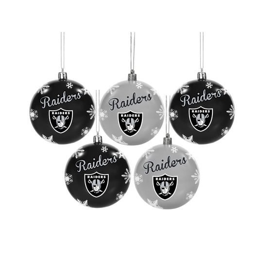 Las Vegas Raiders NFL Lot de 5 décorations incassables en forme de flocon de neige