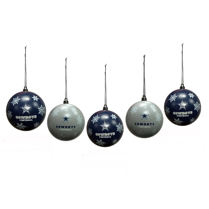 Dallas Cowboys Snowflake 5-pack Shatterproof Ball Ornament Set
