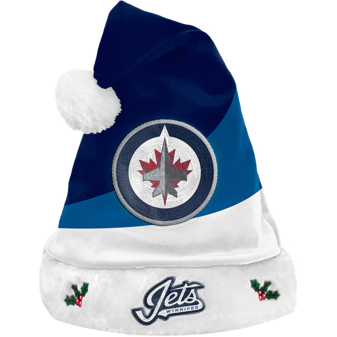 Bonnet de Père Noël en peluche 3 tons des Jets de Winnipeg de la LNH