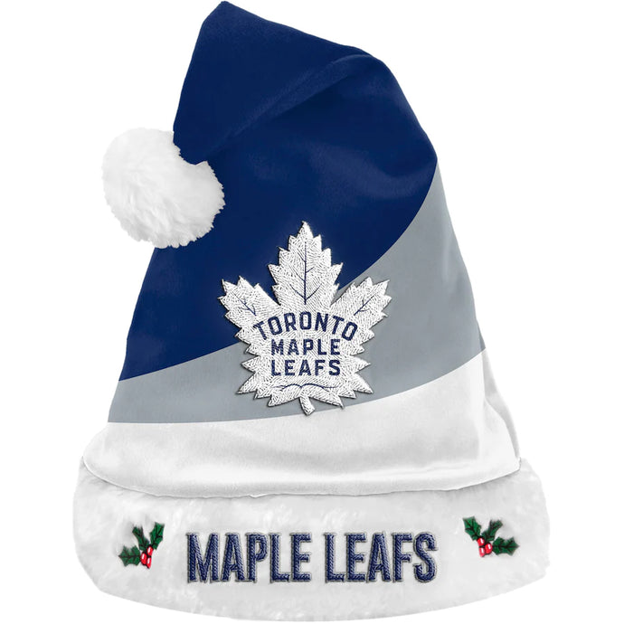 Bonnet de Père Noël en peluche 3 tons des Maple Leafs de Toronto de la LNH