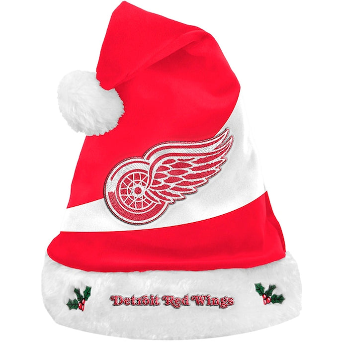 Bonnet de Père Noël en peluche 3 tons des Red Wings de Détroit de la LNH