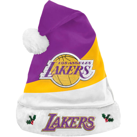 Bonnet de Père Noël en peluche 3 tons NBA des Lakers de Los Angeles