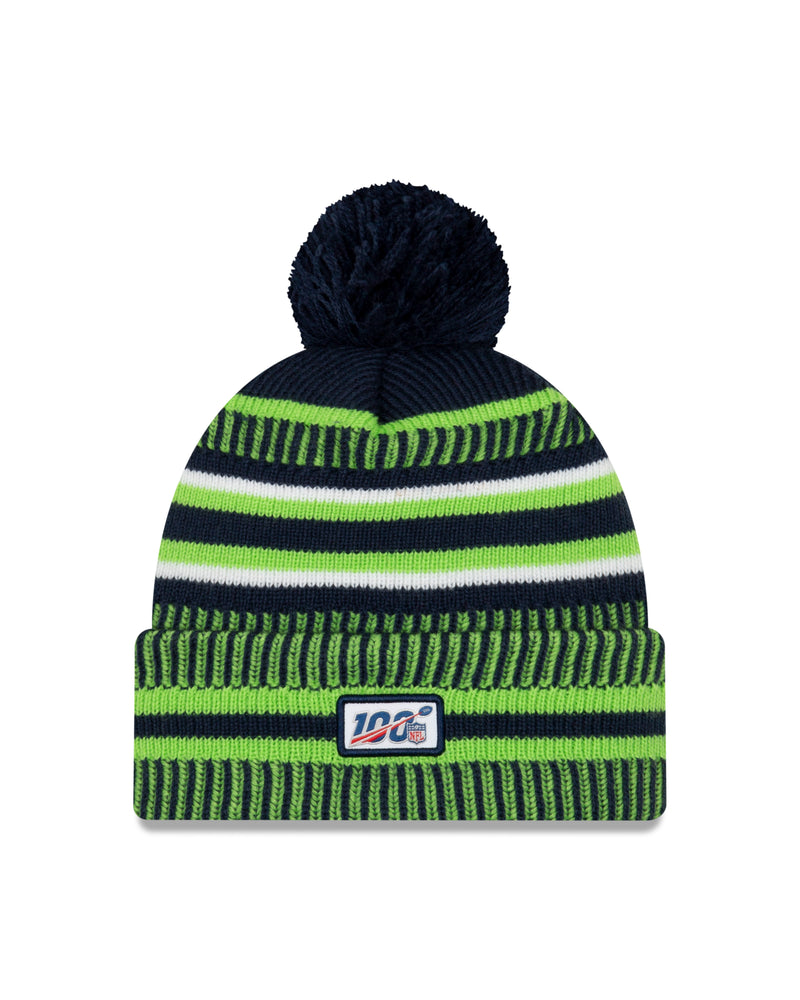 Chargez l&#39;image dans la visionneuse de la galerie, Seattle Seahawks NFL New Era Sideline Home Tuque officielle en tricot à revers
