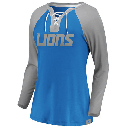 Ladies' Detroit Lions NFL Fanatics Break Out Play Lace-Up Long Sleeve