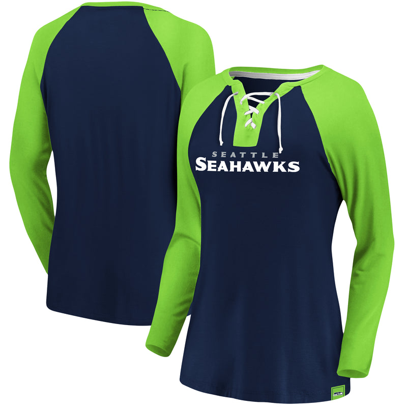 Load image into Gallery viewer, Ladies&#39; Seattle Seahawks NFL Fanatics Break Out Play Lace-Up Long Sleeve
