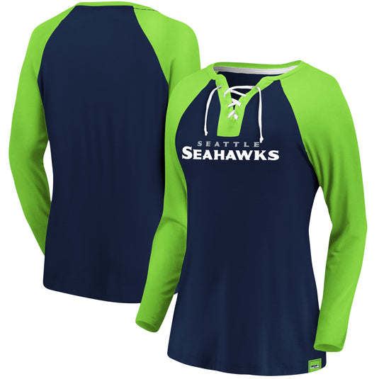 Ladies' Seattle Seahawks NFL Fanatics Break Out Play Lace-Up Long Sleeve