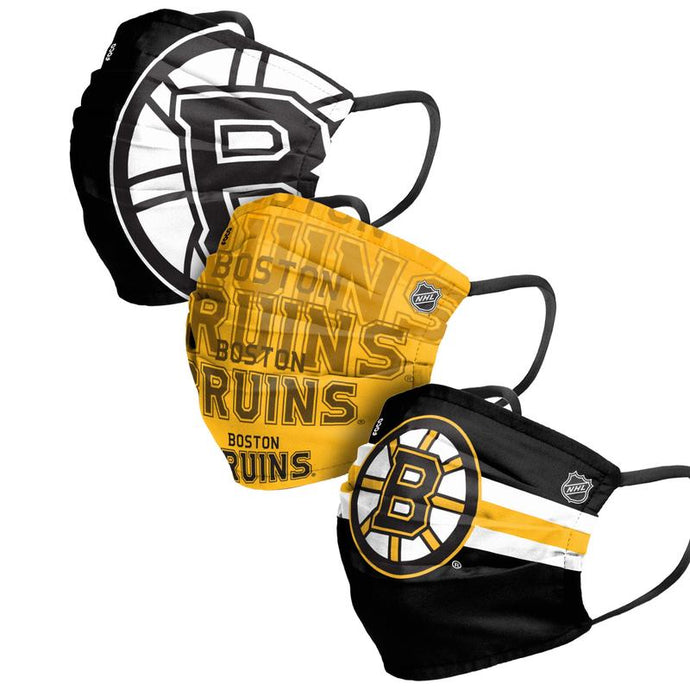 Unisex Boston Bruins NHL 3-pack Reusable Pleated Matchday Face Covers