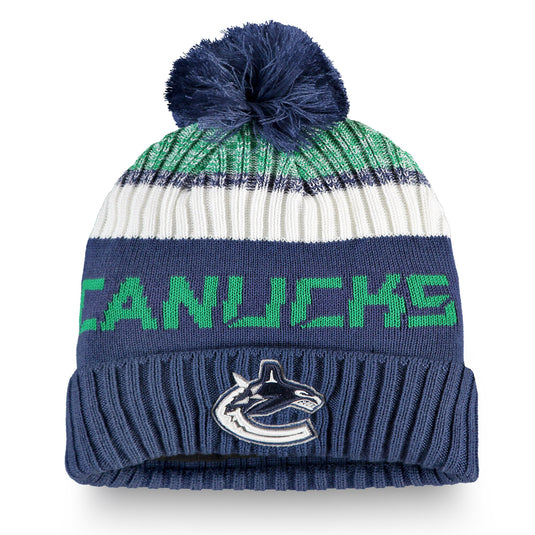 Youth Vancouver Canucks NHL Authentic Pro Rinkside Cuffed Knit Pom Pom Toque
