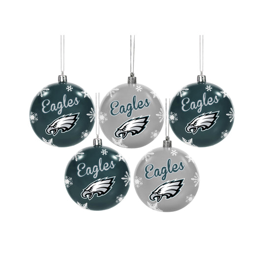 Philadelphia Eagles NFL 5 Pack Snowflake Shatterproof Ornaments