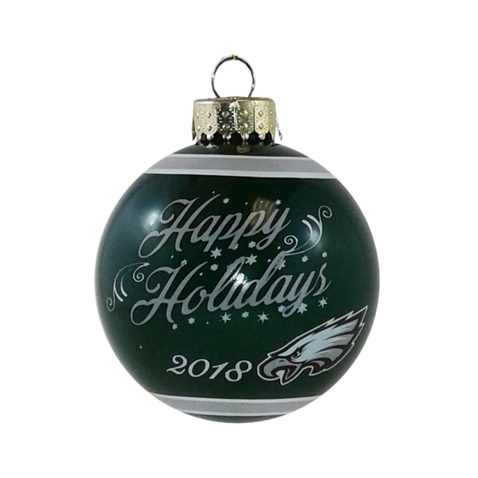 Philadelphia Eagles NFL Happy Holidays Glass Ball Ornament